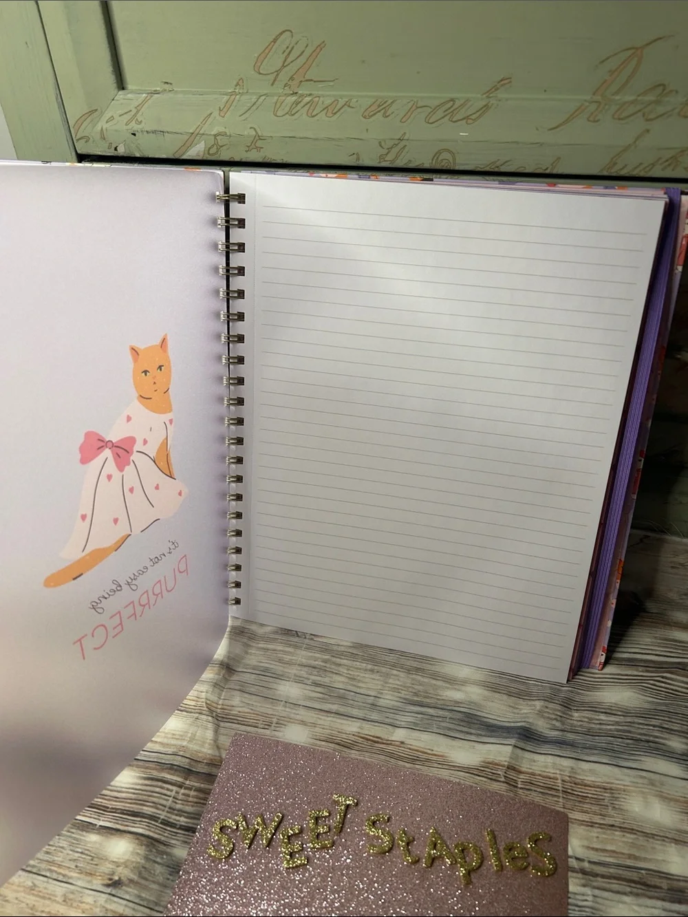🎀😻 Adorable Kitty Cat Pattern Five-Subject Notebook Pink Purple Big